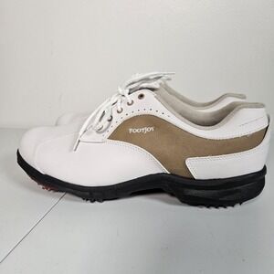 Footjoy Greenjoys Men's White/Tan‎ Golf Shoes With Spikes Size 9 48377